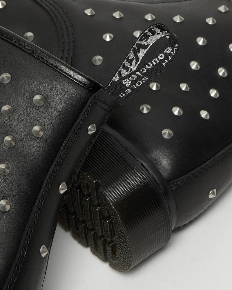 Dr Martens 1460 Stud Wanama Lær Snørestøvletter Dame Svarte | Norge 568JPQ
